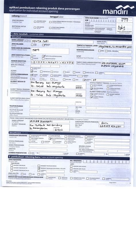 Detail Contoh Pengisian Formulir Pembukaan Rekening Bri Koleksi Nomer