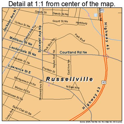 Russellville Alabama Street Map 0167056