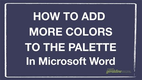 Add More Colors To The Microsoft Word Color Palette Youtube