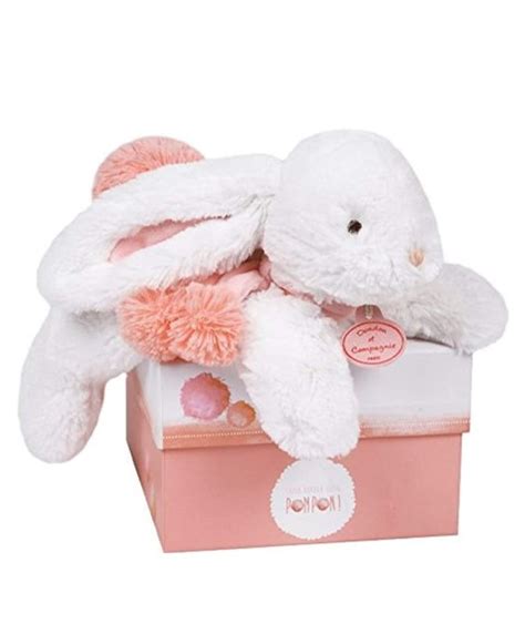 Peluche Lapin Avec Pompons Corail I Doudou Et Compagnie