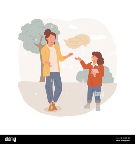 Communication isolated cartoon vector illustration. Kid talking to an adult, parent child ...