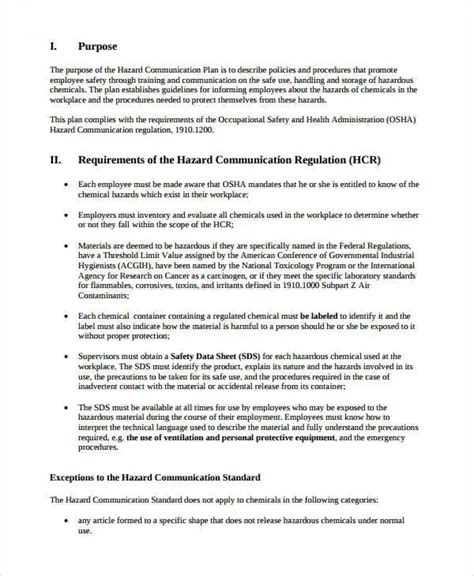 Hazard Communication Program Template