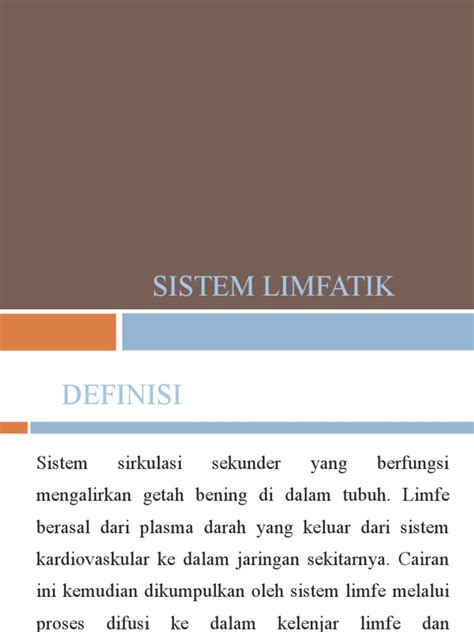 sistem limfatik  kelenjar limfe