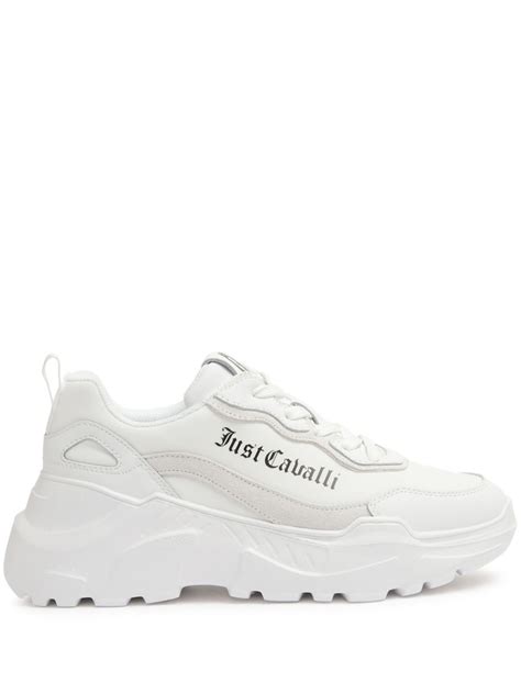 Just Cavalli Logo Print Panelled Sneakers White FARFETCH