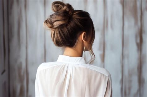 Premium Photo Beautiful Messy Bun Hair Style