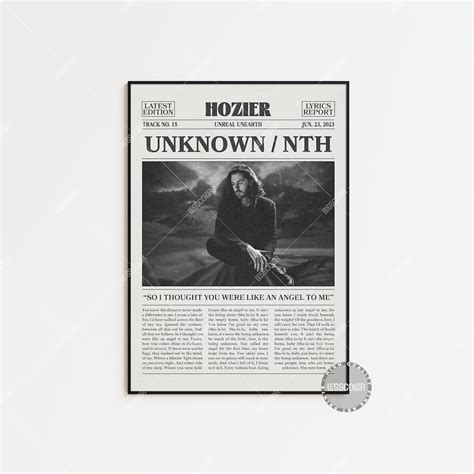 Hozier Retro Newspaper Print Unknown Nth Poster Unknown Nth Lyrics