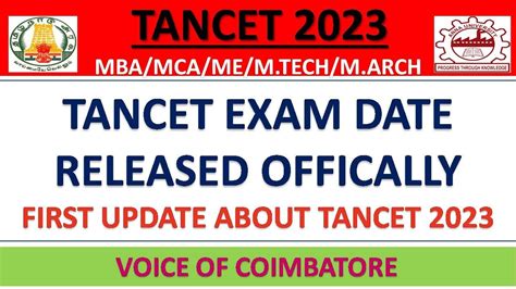 TANCET2023 FIRST UPDATE FOR MBA MCA ME M TECH M ARCH M PLAN TANCET