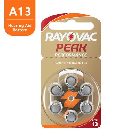 Hearing Aid Batteries 60pcs 10 Cards Rayovac Peak 1 45v 13a A13 13