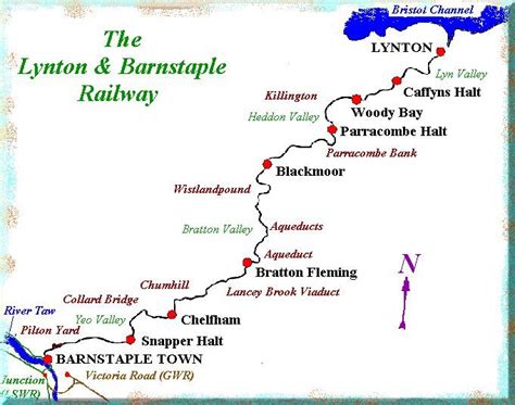 The route map of the Lynton and Barnstaple Railway. | Barnstaple, Route ...