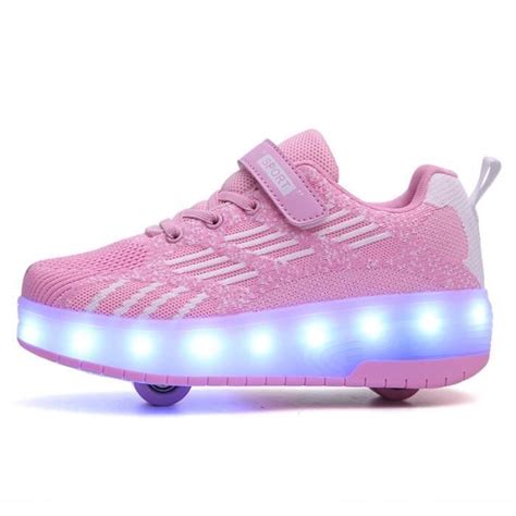 Baskets Enfants LED lumières Chaussures à Roulettes Garçons Filles Avec