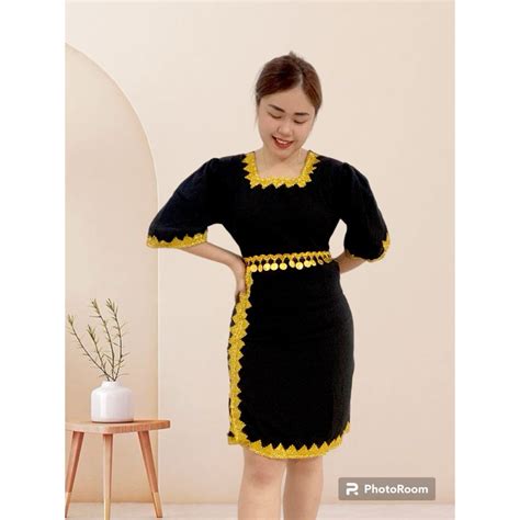 Borneo Dress Square Neck Tating Midi Shopee Malaysia