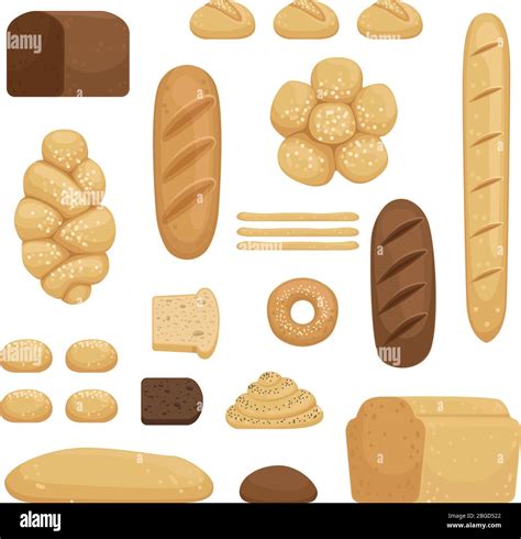 Productos de panadería Ilustración vectorial de diferentes panes en