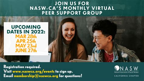 Join NASW CA Virtual Peer Support Group On March 28th NASWCANEWS ORG