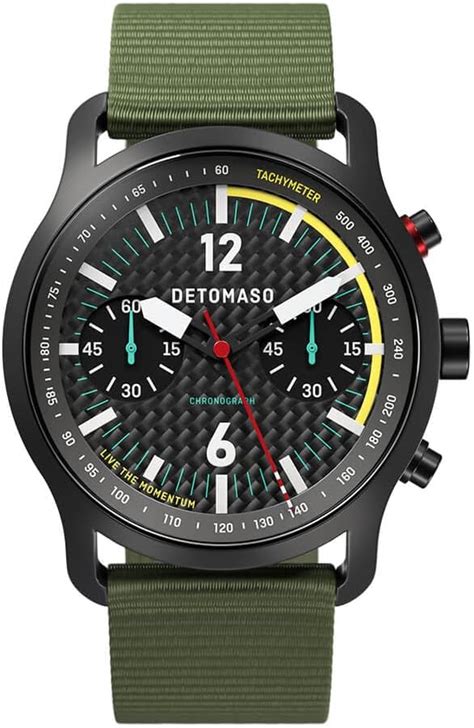 DeTomaso SORPASSO Chronograph Carbon Black Yellow Schwarz Gelb Herren