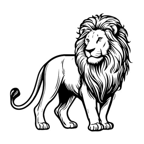 León para colorear ilustración de animales de contorno en blanco y