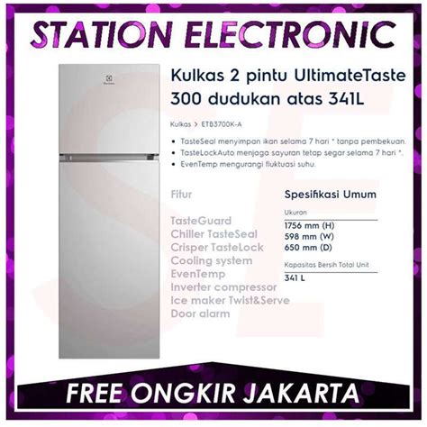 Jual Electrolux Etb3700k A Kulkas 2 Pintu 341l Ultimatetaste 300 Di