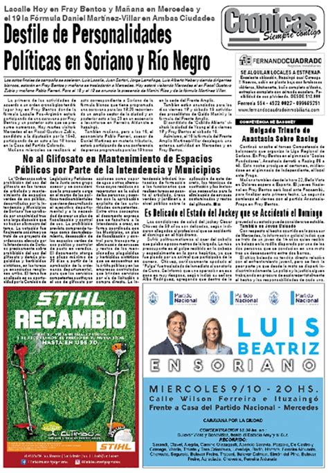 Diario Cr Nicas De Mercedes Soriano Uruguay Portada