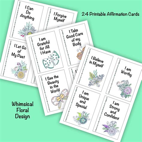 Self Love Affirmation Cards Printable Floral Design - Etsy