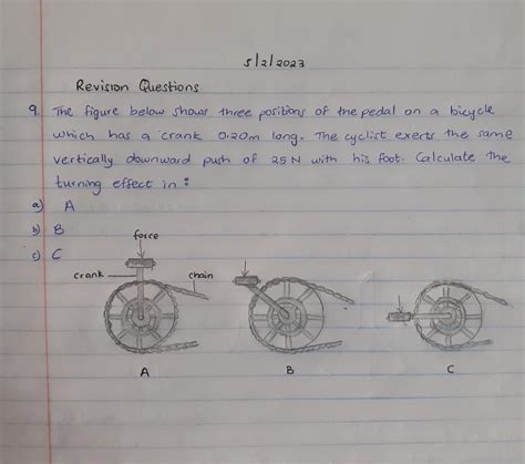 The Figure Below Shows Three Positions Of The Pedal On A Bicycle Which