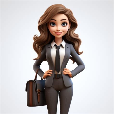 Premium Photo Cartoon Business Woman 3d On Plain Background