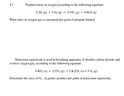 Solved Propane Burns In Oxygen According To The Following Chegg