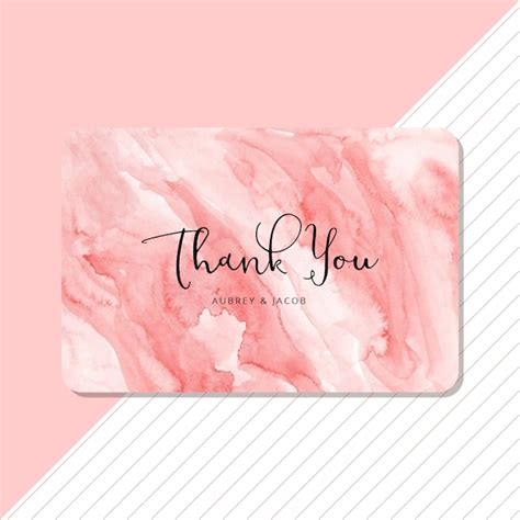 Premium Vector Thank You Card With Abstract Pink Watercolor Background