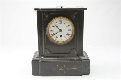 Lot Black Slate Mantle Clock