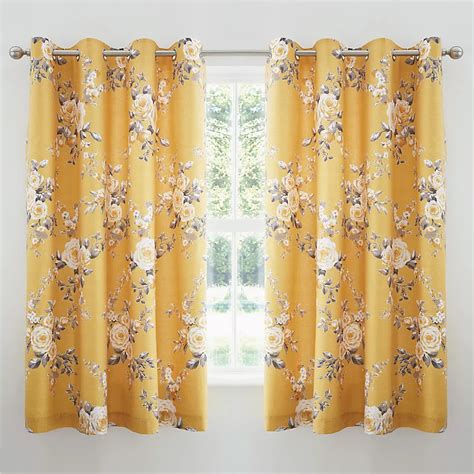 Catherine Lansfield Canterbury Floral 66x72 Inch Eyelet Curtains Two