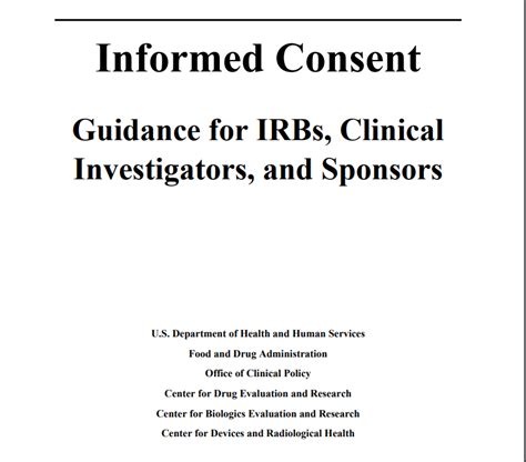 Fda Final Guidance On Obtaining Informed Consent In Drug And Device