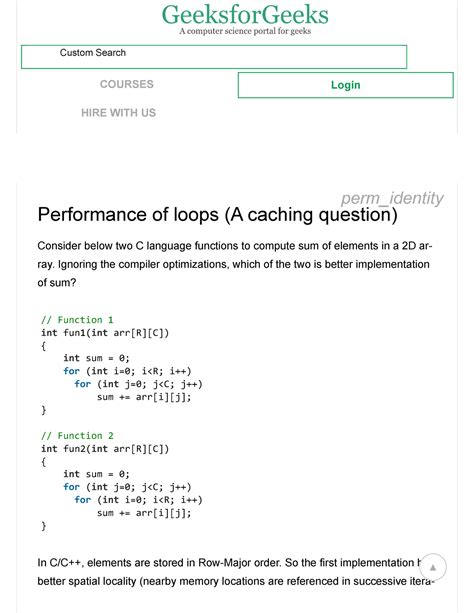 Performance Of Loops A Caching Question Geeksfor Geeks