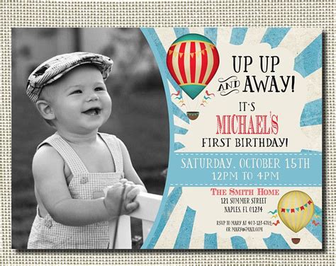Hot Air Balloon First Birthday Hot Air Balloon Decorations Etsy First Birthday Invitations