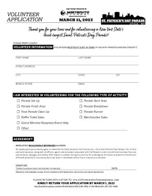 Fillable Online Utica St Patrick S Day Parade Volunteer Application