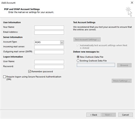 How To Manually Set Up Pop Or Imap Email Accounts In Outlook