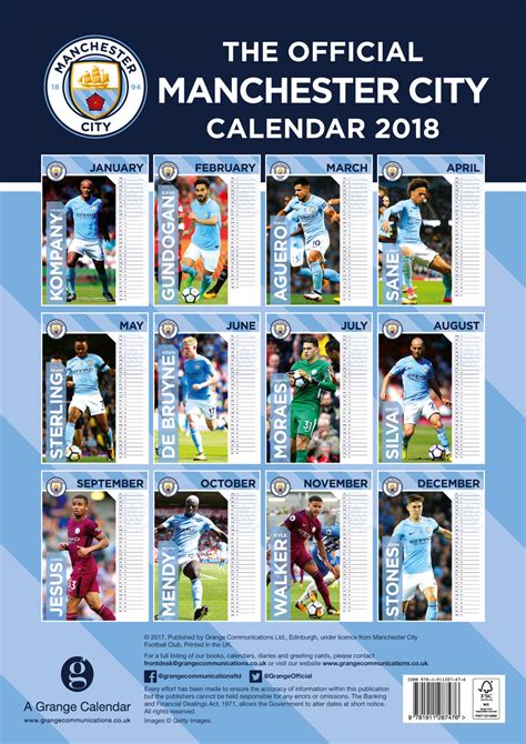 Manchester City Calendarios De Pared 2024 Consíguelos En Posterses