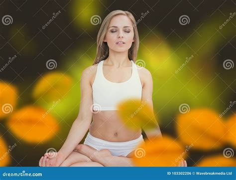 Woman Meditating in Forest with Leaves Stock Photo - Image of body, crossed: 103302206