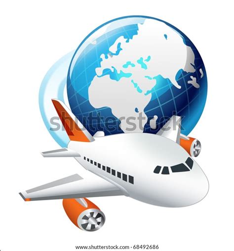 Plane Circling Globe Stock Illustration 68492686