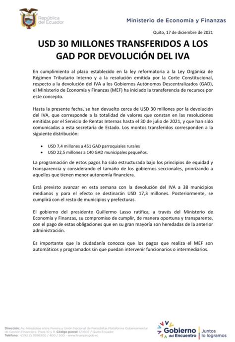 Ecuadorinmediato on Twitter ATENCIÓN Ministerio de FinanzasEc