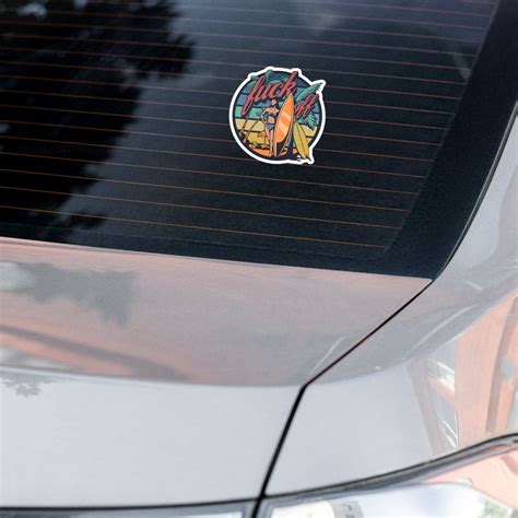 Fuck Off Sticker Surfer Girl On The Beach Bubble Free Etsy