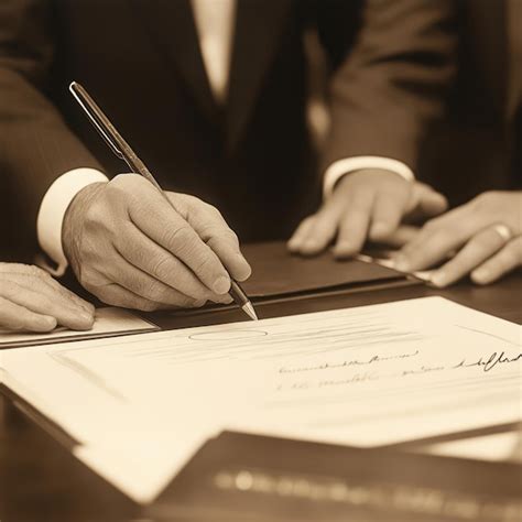 Closeup Of A Hand Signing A Legal Document Premium Ai Generated Image