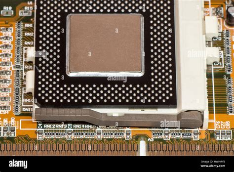 Cpu Central Processing Unit Microchip Installed In Socket On