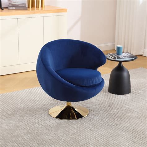 Swivel Barrel Chair Velvet Round Cuddle Accent Chair With Padded