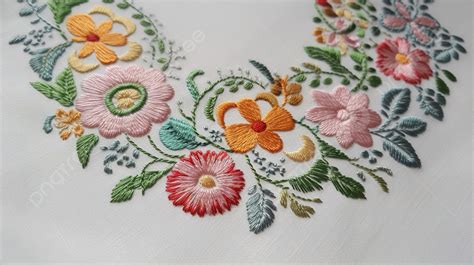 Multi Colored Embroidery With Hand Embroidered Flowers Background