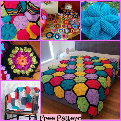 Crochet Hexagon Blanket Free Patterns Diy 4 Ever