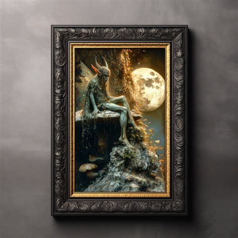 Dark Fairy Art Print Fantasy Cottagecore Picture Midnight Fae Poster