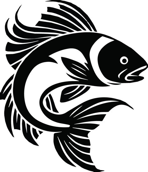 Black White Fish Art Silhouette Illustration 47187317 Vector Art at ...