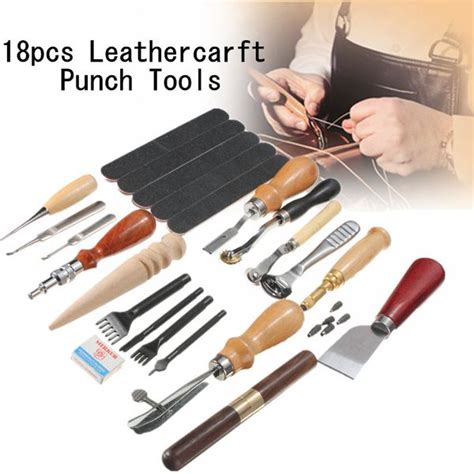 Pcs Leather Craft Punch Tools Kit Stitching Carving Working Sewing