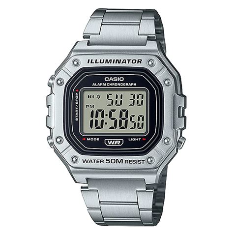 Casio W Hd Av Silver Steel Chain Men S Digital Wrist Watch