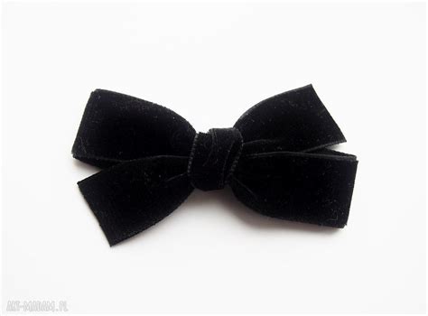 spinka do włosów kokarda velvet bow czarna Handmade ღ art Madam pl