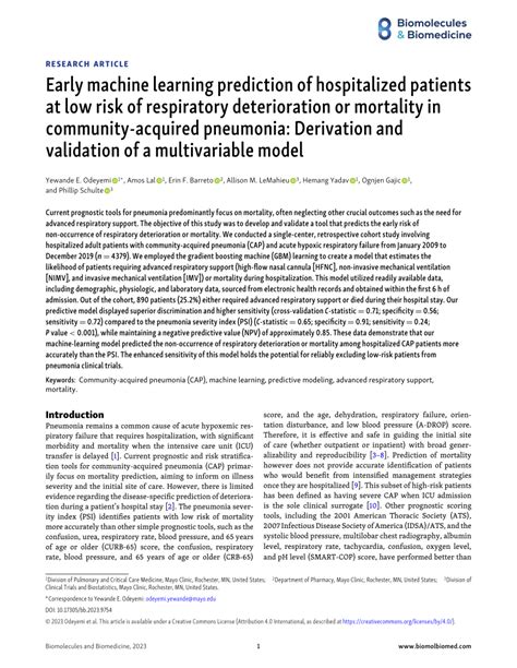 Pdf Early Machine Learning Prediction Of Hospitalized Patients At Low