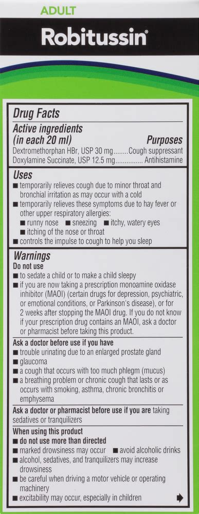 Robitussin Nighttime Cough Dm Maximum Strength Adult Planogram Back